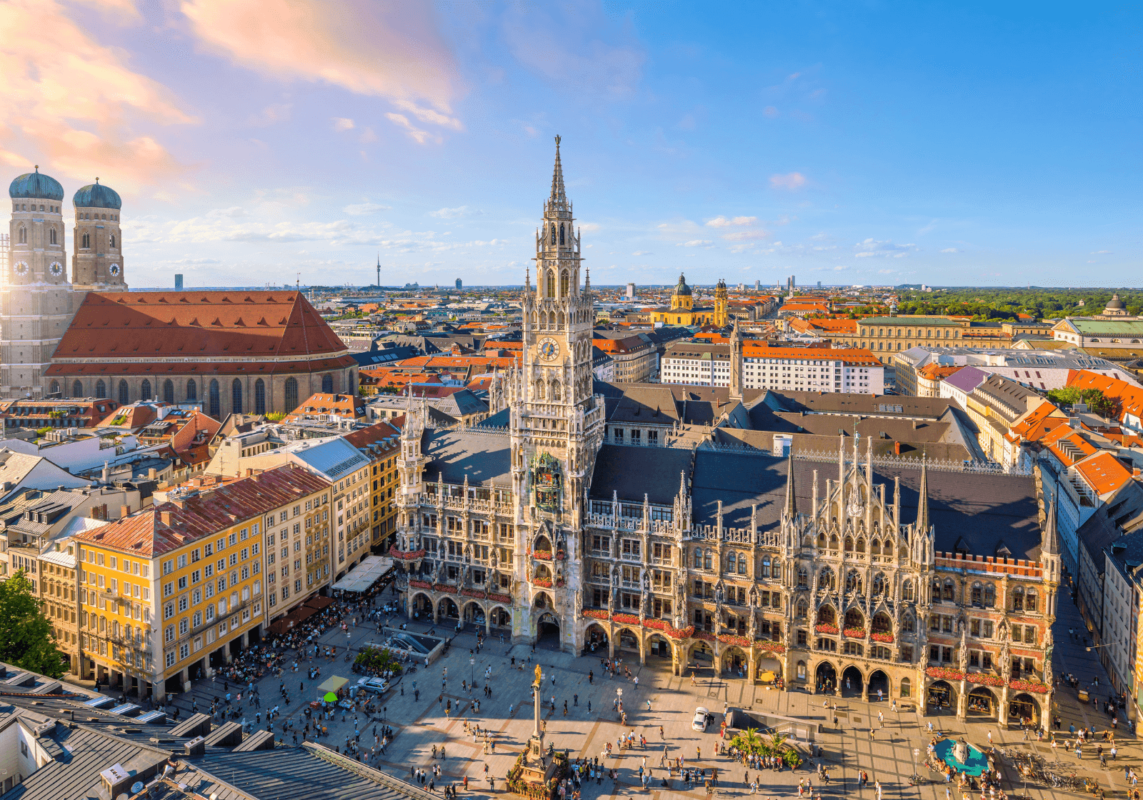 Marieplatz i München set oppefra